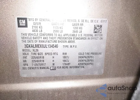 2018 GMC Terrain Sle z USA, uszkodzony, nr VIN 3GKALMEX8JL134546